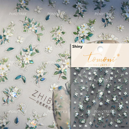 Colourful Frangipani, Bright Lily Flowers Nail Art Stickers, Gradual Petal Vivid Dew Delicate Romantic Manicure Decals