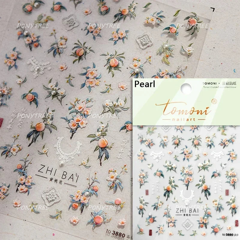 Colourful Frangipani, Bright Lily Flowers Nail Art Stickers, Gradual Petal Vivid Dew Delicate Romantic Manicure Decals
