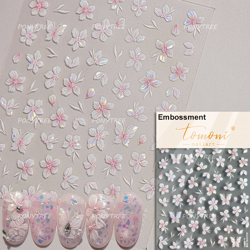 Colourful Frangipani, Bright Lily Flowers Nail Art Stickers, Gradual Petal Vivid Dew Delicate Romantic Manicure Decals