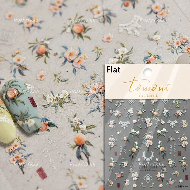 Colourful Frangipani, Bright Lily Flowers Nail Art Stickers, Gradual Petal Vivid Dew Delicate Romantic Manicure Decals
