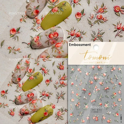 Colourful Frangipani, Bright Lily Flowers Nail Art Stickers, Gradual Petal Vivid Dew Delicate Romantic Manicure Decals