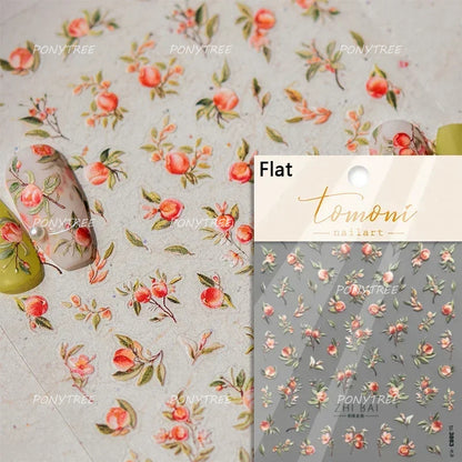 Colourful Frangipani, Bright Lily Flowers Nail Art Stickers, Gradual Petal Vivid Dew Delicate Romantic Manicure Decals