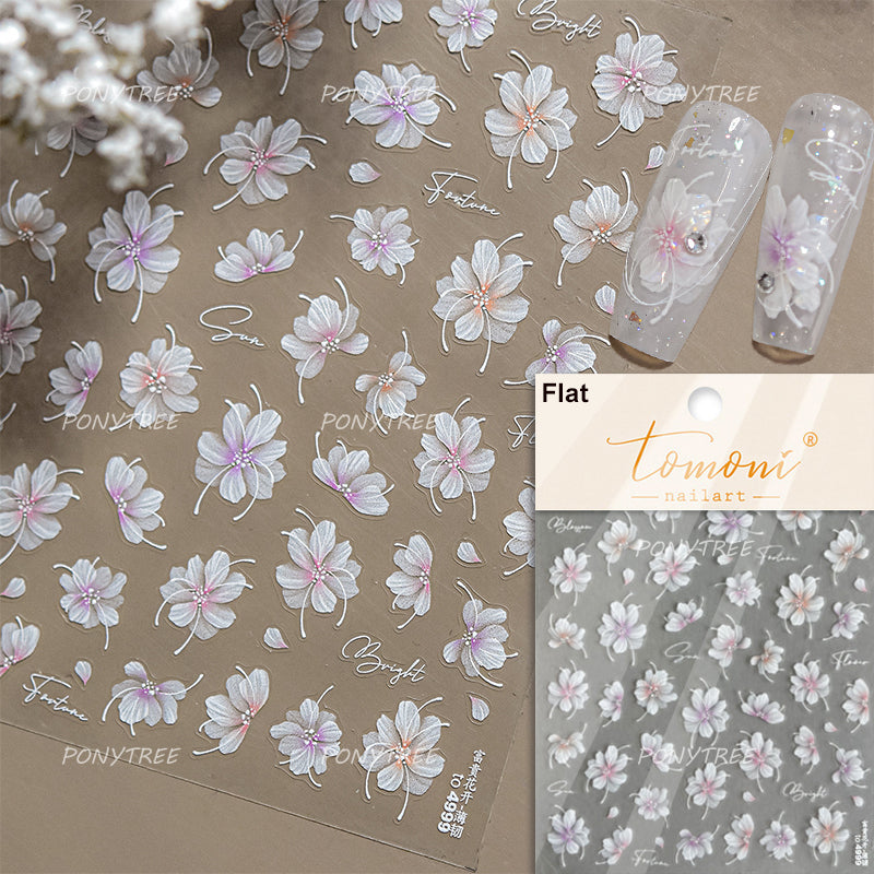 Colourful Frangipani, Bright Lily Flowers Nail Art Stickers, Gradual Petal Vivid Dew Delicate Romantic Manicure Decals
