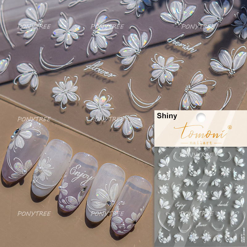 Colourful Frangipani, Bright Lily Flowers Nail Art Stickers, Gradual Petal Vivid Dew Delicate Romantic Manicure Decals