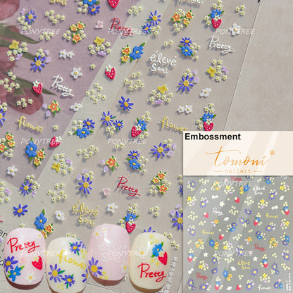 Colourful Frangipani, Bright Lily Flowers Nail Art Stickers, Gradual Petal Vivid Dew Delicate Romantic Manicure Decals