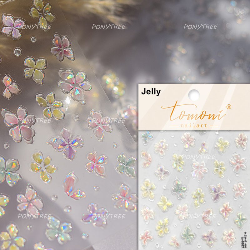 Colourful Frangipani, Bright Lily Flowers Nail Art Stickers, Gradual Petal Vivid Dew Delicate Romantic Manicure Decals