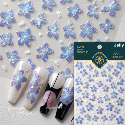 Colourful Frangipani, Bright Lily Flowers Nail Art Stickers, Gradual Petal Vivid Dew Delicate Romantic Manicure Decals