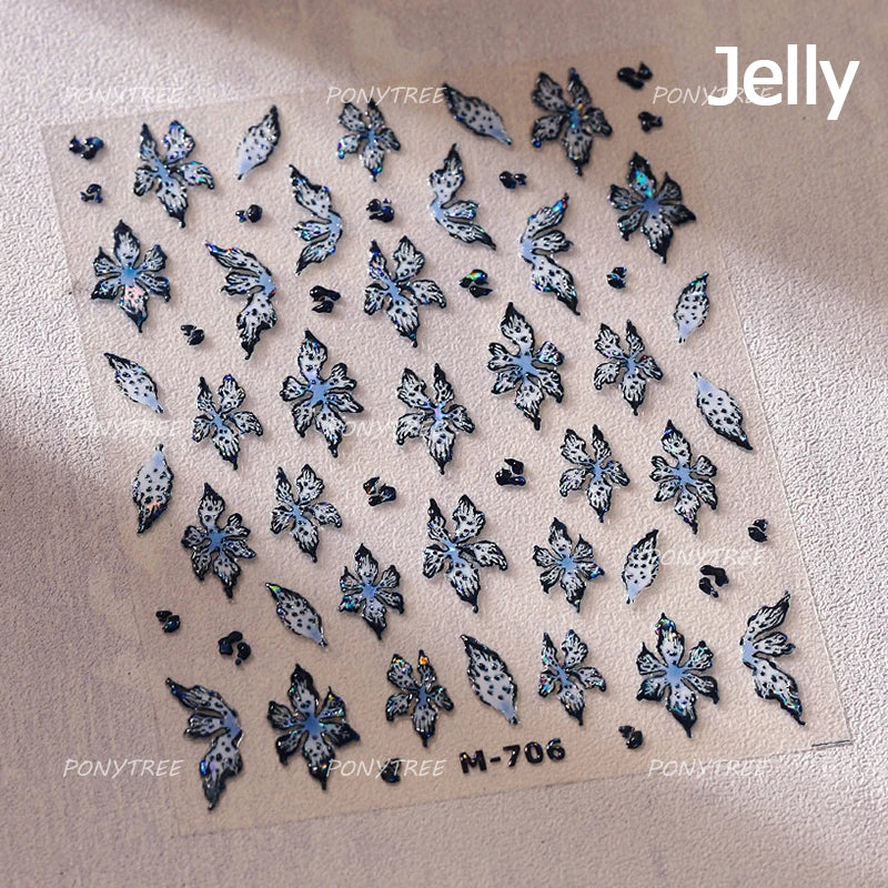 Colourful Frangipani, Bright Lily Flowers Nail Art Stickers, Gradual Petal Vivid Dew Delicate Romantic Manicure Decals