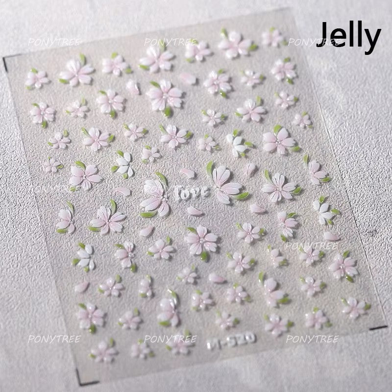 Colourful Frangipani, Bright Lily Flowers Nail Art Stickers, Gradual Petal Vivid Dew Delicate Romantic Manicure Decals