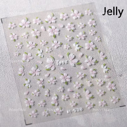 Colourful Frangipani, Bright Lily Flowers Nail Art Stickers, Gradual Petal Vivid Dew Delicate Romantic Manicure Decals