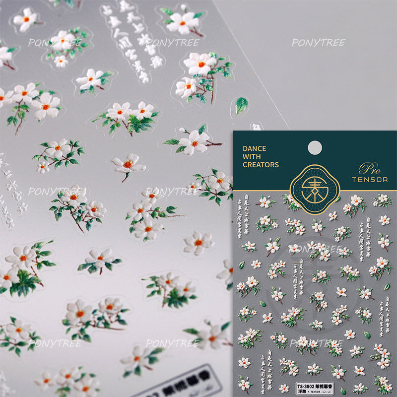 Colourful Frangipani, Bright Lily Flowers Nail Art Stickers, Gradual Petal Vivid Dew Delicate Romantic Manicure Decals