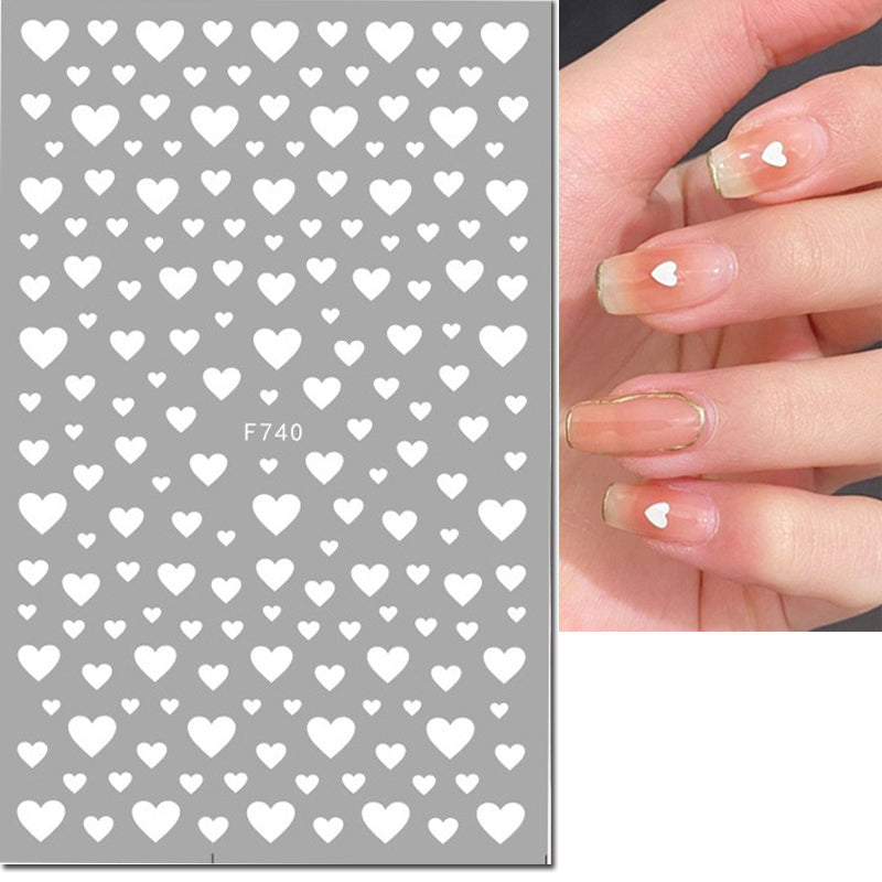 3D Nail Art Stickers Red Black White Heart Nail Decals for Manicure