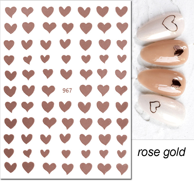 3D Nail Art Stickers Red Black White Heart Nail Decals for Manicure