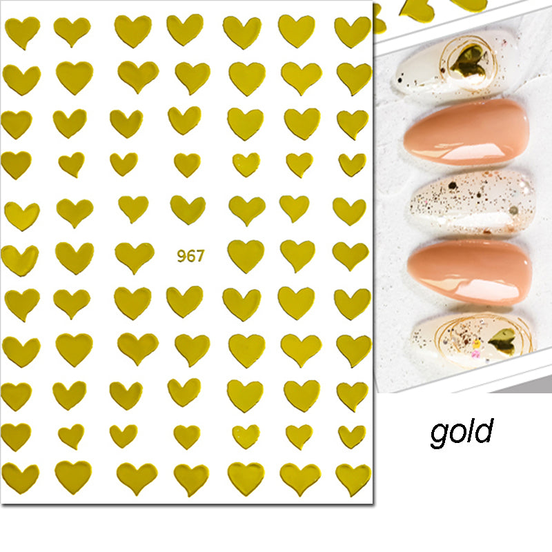 3D Nail Art Stickers Red Black White Heart Nail Decals for Manicure