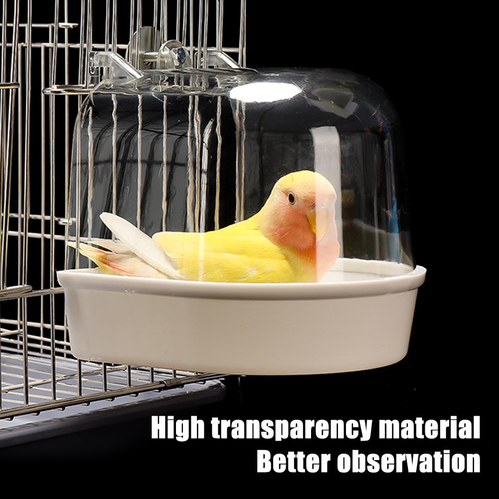 Transparent Bird Bath Box for Cage, Hanging Parrot Bathtub for Budgies, Canaries, Cockatiels, and Lovebirds, Easy Clean