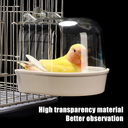 Transparent Bird Bath Box for Cage, Hanging Parrot Bathtub for Budgies, Canaries, Cockatiels, and Lovebirds, Easy Clean