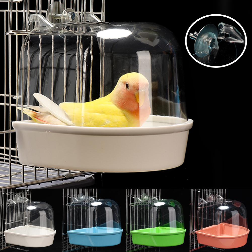Transparent Bird Bath Box for Cage, Hanging Parrot Bathtub for Budgies, Canaries, Cockatiels, and Lovebirds, Easy Clean