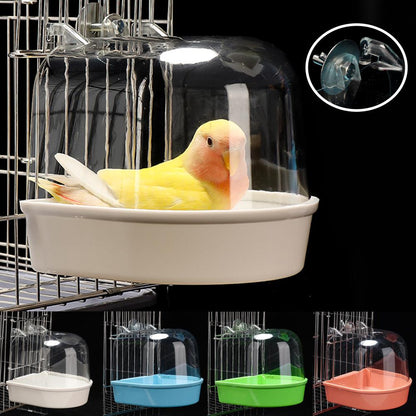Transparent Bird Bath Box for Cage, Hanging Parrot Bathtub for Budgies, Canaries, Cockatiels, and Lovebirds, Easy Clean