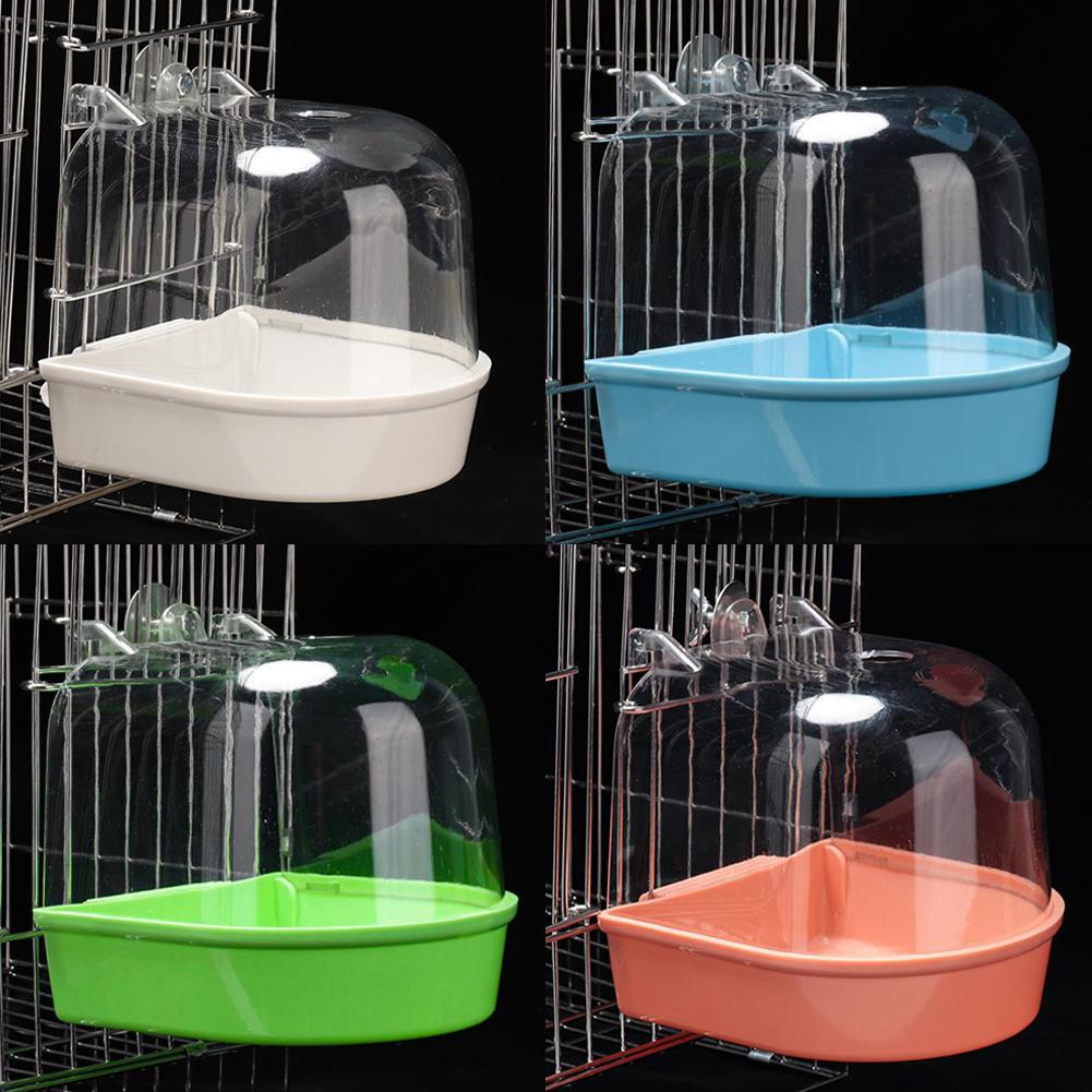 Transparent Bird Bath Box for Cage, Hanging Parrot Bathtub for Budgies, Canaries, Cockatiels, and Lovebirds, Easy Clean