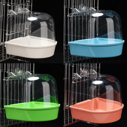 Transparent Bird Bath Box for Cage, Hanging Parrot Bathtub for Budgies, Canaries, Cockatiels, and Lovebirds, Easy Clean