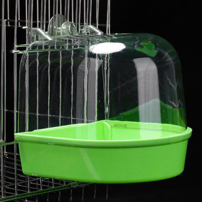 Transparent Bird Bath Box for Cage, Hanging Parrot Bathtub for Budgies, Canaries, Cockatiels, and Lovebirds, Easy Clean