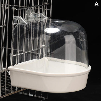 Transparent Bird Bath Box for Cage, Hanging Parrot Bathtub for Budgies, Canaries, Cockatiels, and Lovebirds, Easy Clean