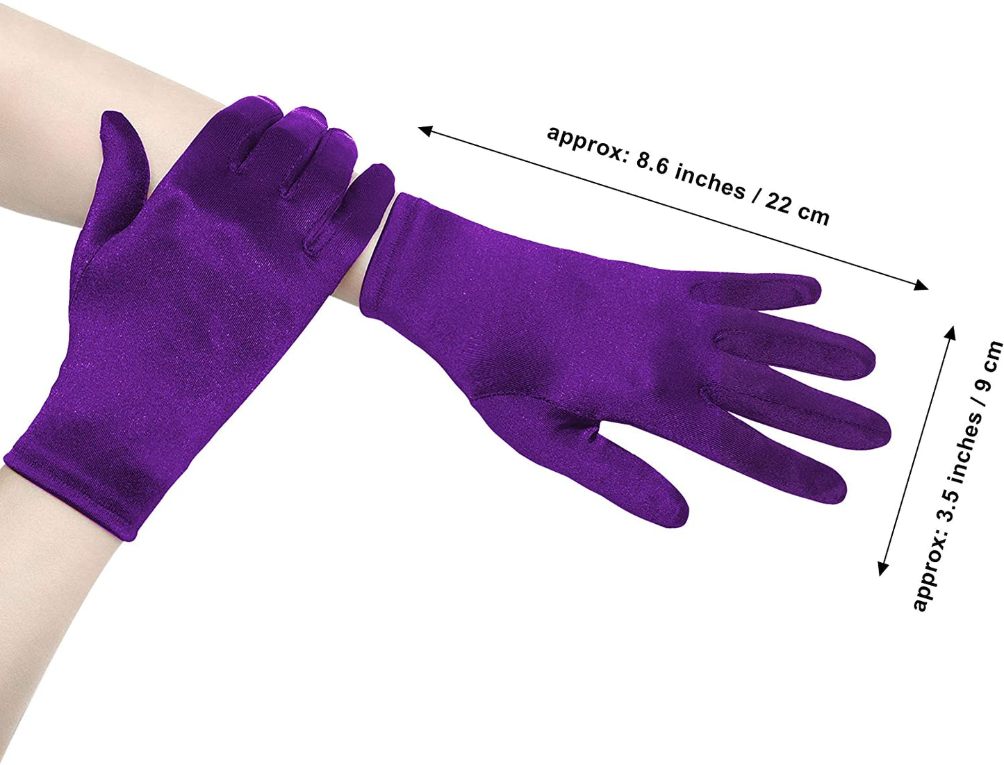 Short Opera Velvet Gloves for Women, Flapper Stretchy Wrist Length Banquet & Tea Party Gloves for Halloween Costume