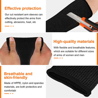 1 Pair Level 5 Cut Burn Resistant Sleeves, Thin Skin Bruising Working Arm Guards, Forearm Arm Protection