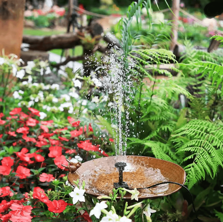 2.5W Solar Fountain Pump with Nozzles and Water Pipe for Bird Bath Pond and Garden Decor