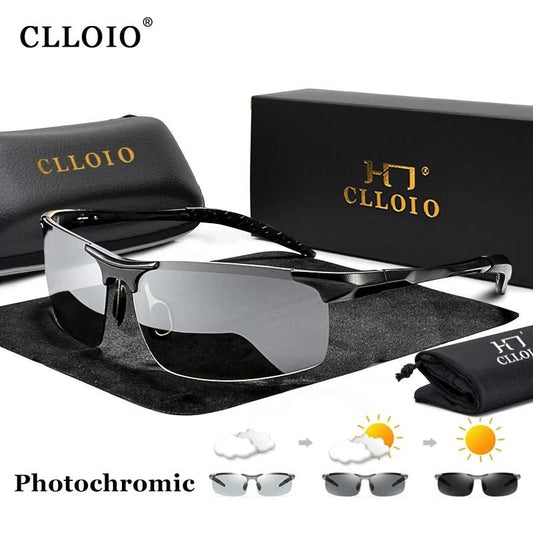 Photochromic Polarized Sunglasses for Men Aluminum Anti-Glare Driving Glasses