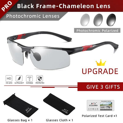 Photochromic Polarized Sunglasses for Men Aluminum Anti-Glare Driving Glasses