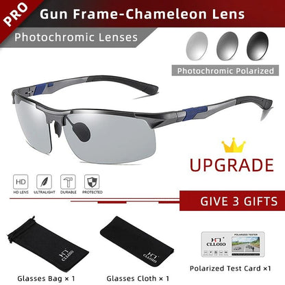 Photochromic Polarized Sunglasses for Men Aluminum Anti-Glare Driving Glasses