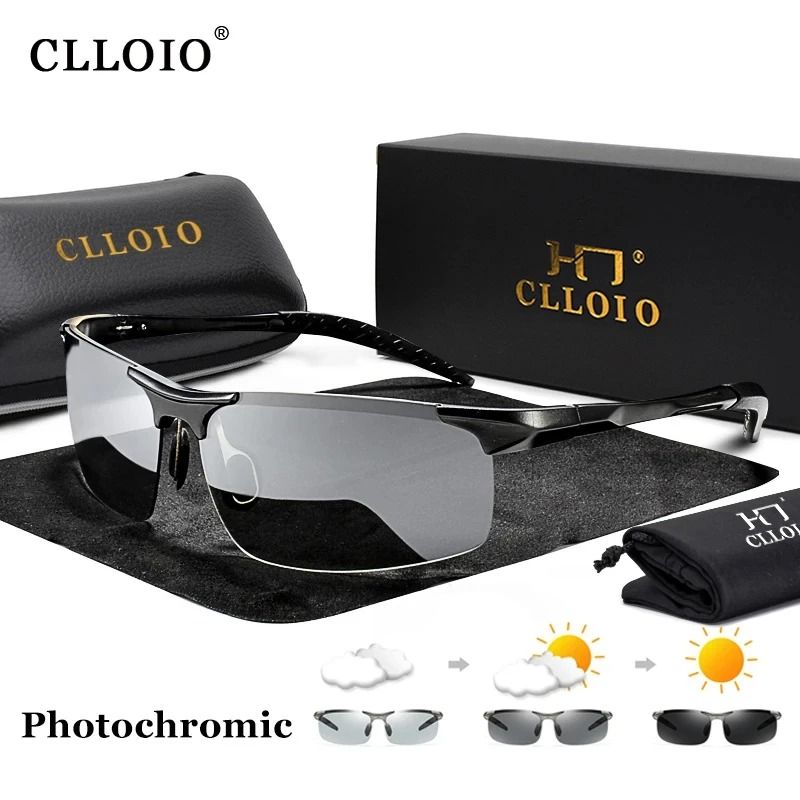 Photochromic Polarized Sunglasses for Men Aluminum Anti-Glare Driving Glasses