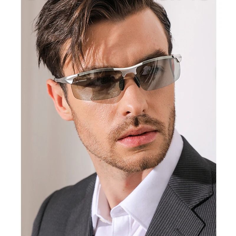 Photochromic Polarized Sunglasses for Men Aluminum Anti-Glare Driving Glasses