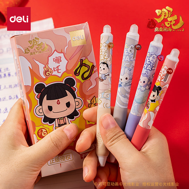 Deli Black Ink Crystal Blue Ink Hot Erasable Gel Pen, Cute Office Supplies & School Stationery Writing Gift Pens