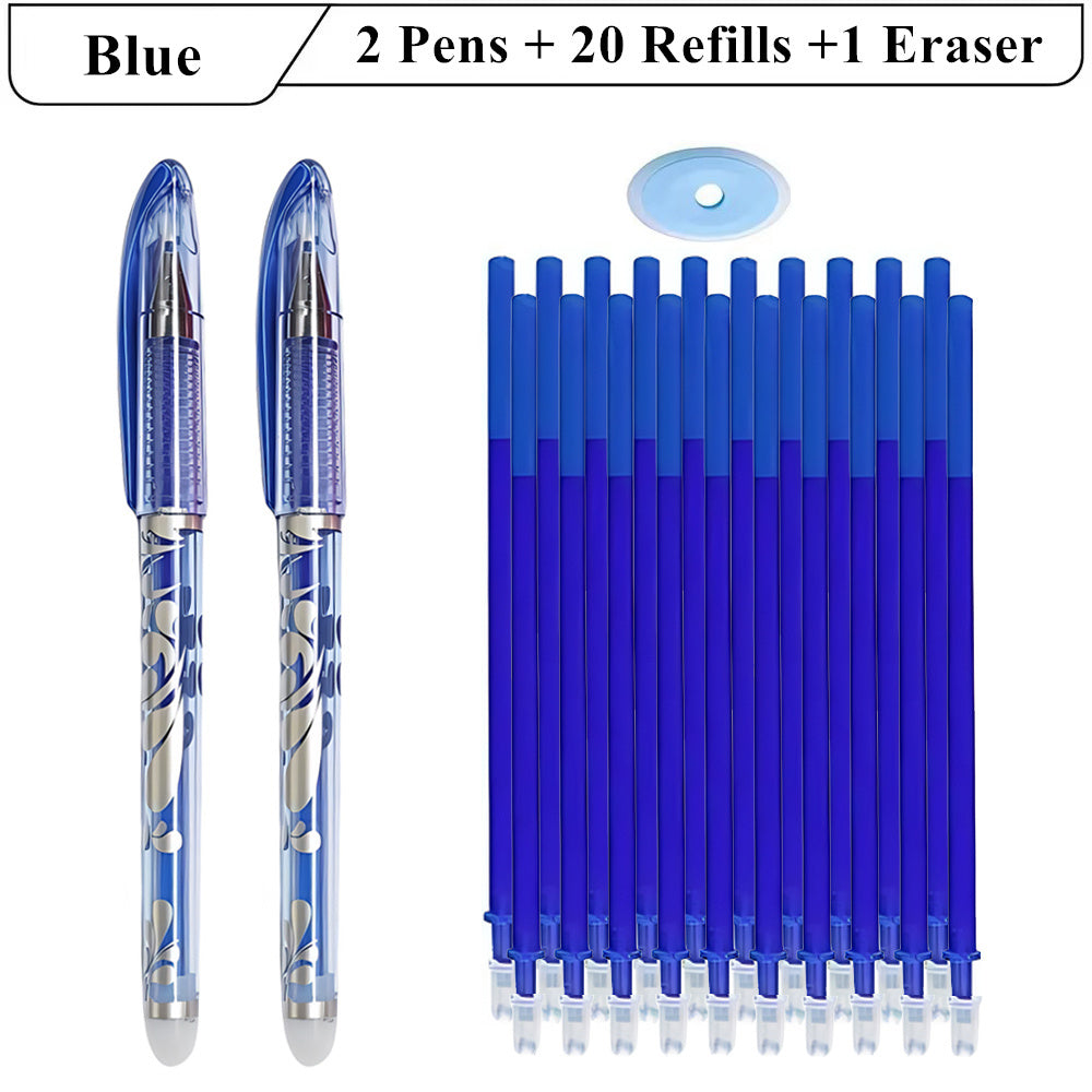 Erasable Gel Pens with Refills & Eraser, Magic Ink in Black Blue Red Green Smooth Writing Stationery for School Office