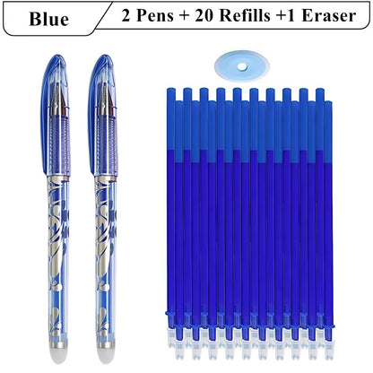 Erasable Gel Pens with Refills & Eraser, Magic Ink in Black Blue Red Green Smooth Writing Stationery for School Office