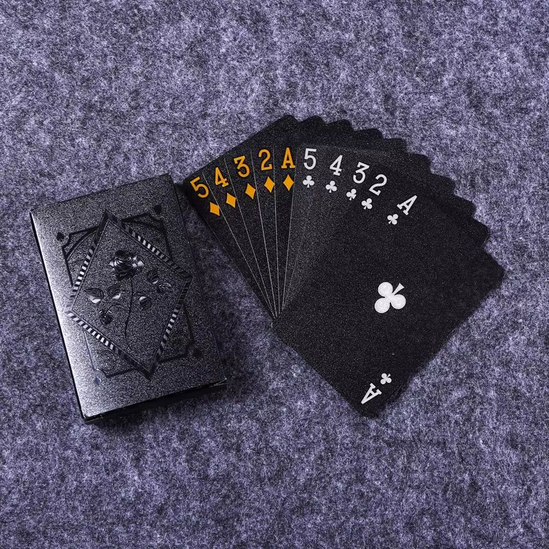 Luxury Waterproof Playing Cards – Sleek Black Poker Deck for Magic, Parties & Game Nights