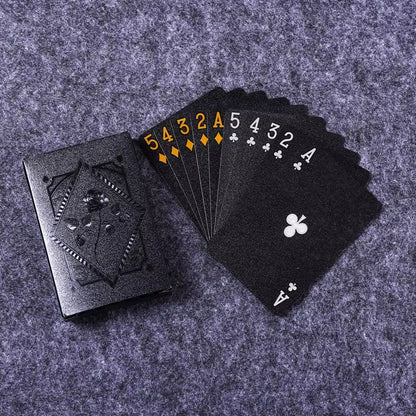 Luxury Waterproof Playing Cards – Sleek Black Poker Deck for Magic, Parties & Game Nights