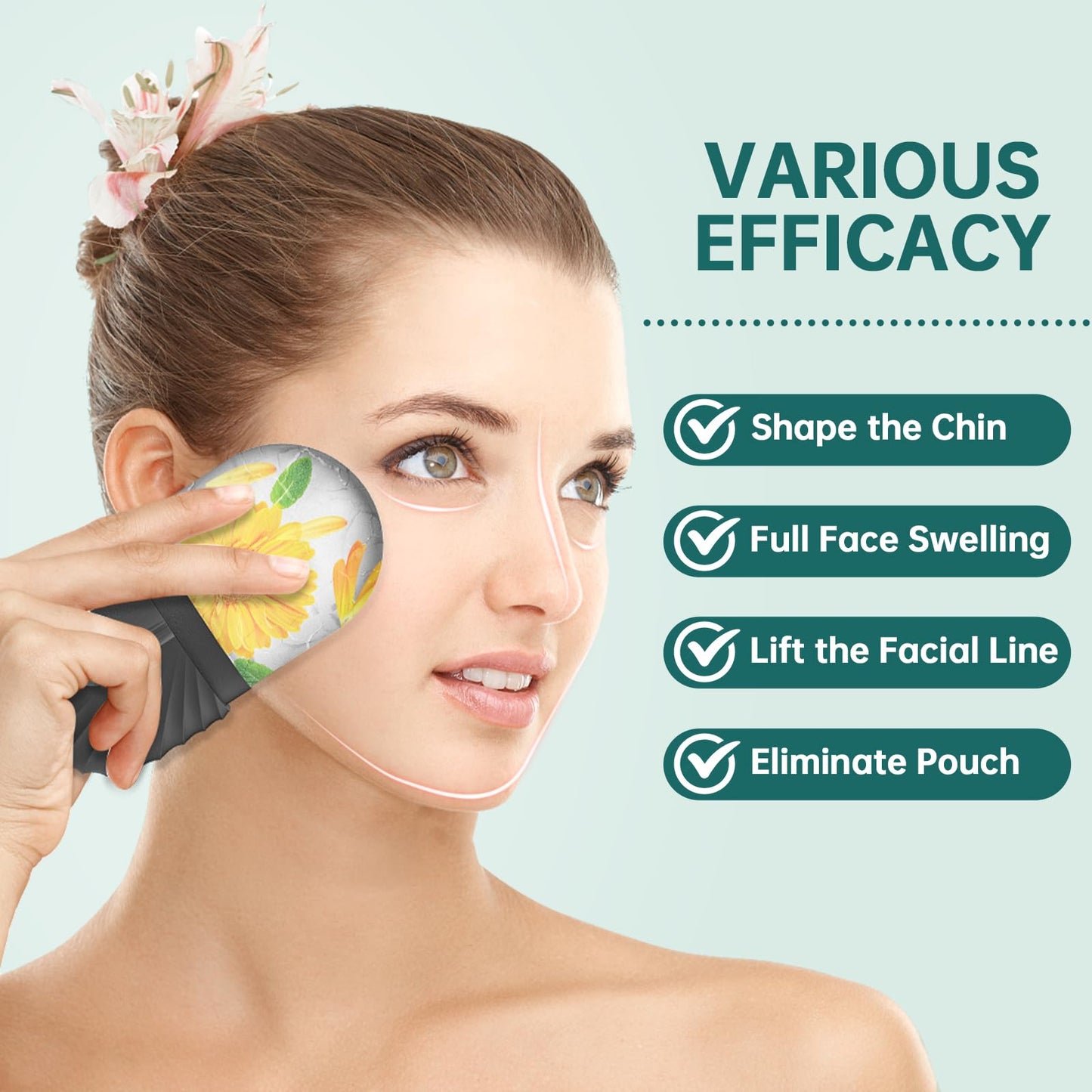 Facial Roller GuaSha Face Tool Set, Ice Face Roller Facial Skincare Ice Roller Kit for Cooling Massage, Lifting