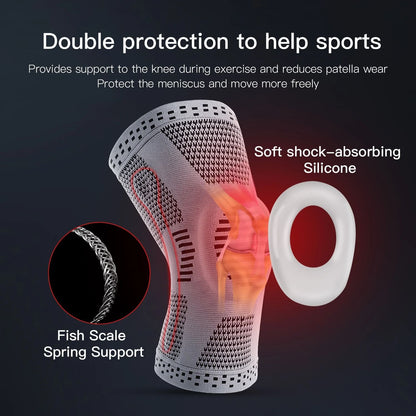 Knee Support Brace with Silicone Pads Patella Protector for Running Basketball and Sports