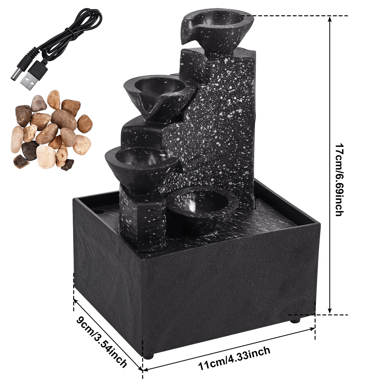 Tabletop Waterfall Fountain with LED Lights for Home and Office Relaxation