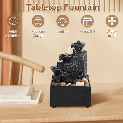 Tabletop Waterfall Fountain with LED Lights for Home and Office Relaxation