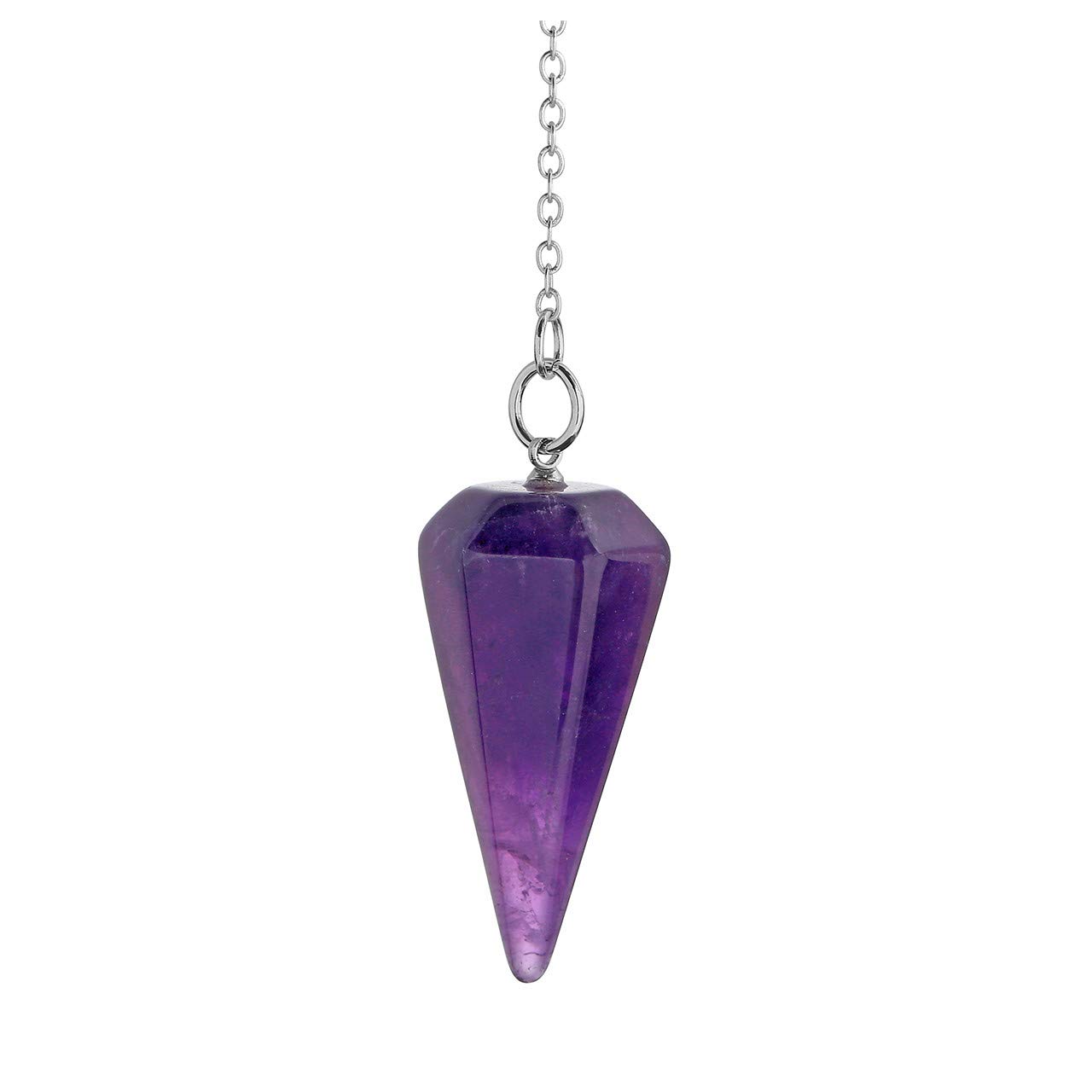 Natural Amethyst Crystal Pendulum for Divination Reiki Healing, Faceted Point Gem Stone for Dowsing, Pendulums