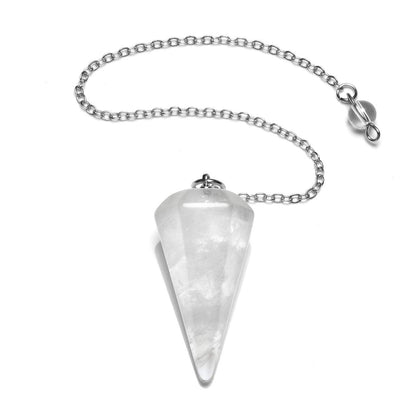 Natural Amethyst Crystal Pendulum for Divination Reiki Healing, Faceted Point Gem Stone for Dowsing, Pendulums