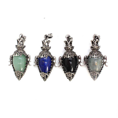 Water Drop Crystal Pendulum for Dowsing, Natural Amethyst, Rose Quartz, Onyx Antique Pendulums for Spiritual Divination