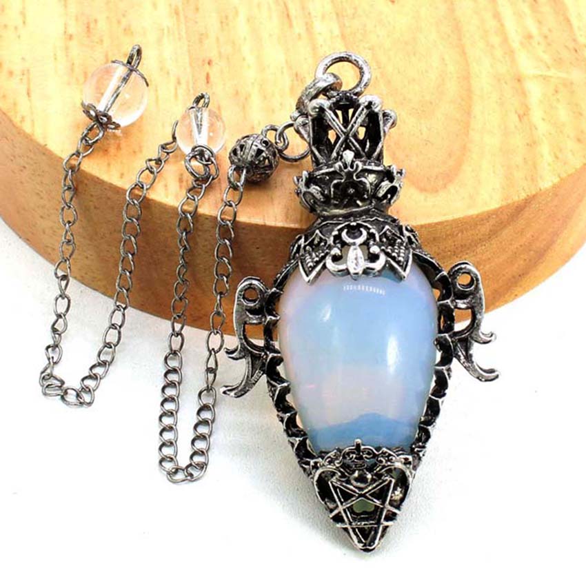 Water Drop Crystal Pendulum for Dowsing, Natural Amethyst, Rose Quartz, Onyx Antique Pendulums for Spiritual Divination