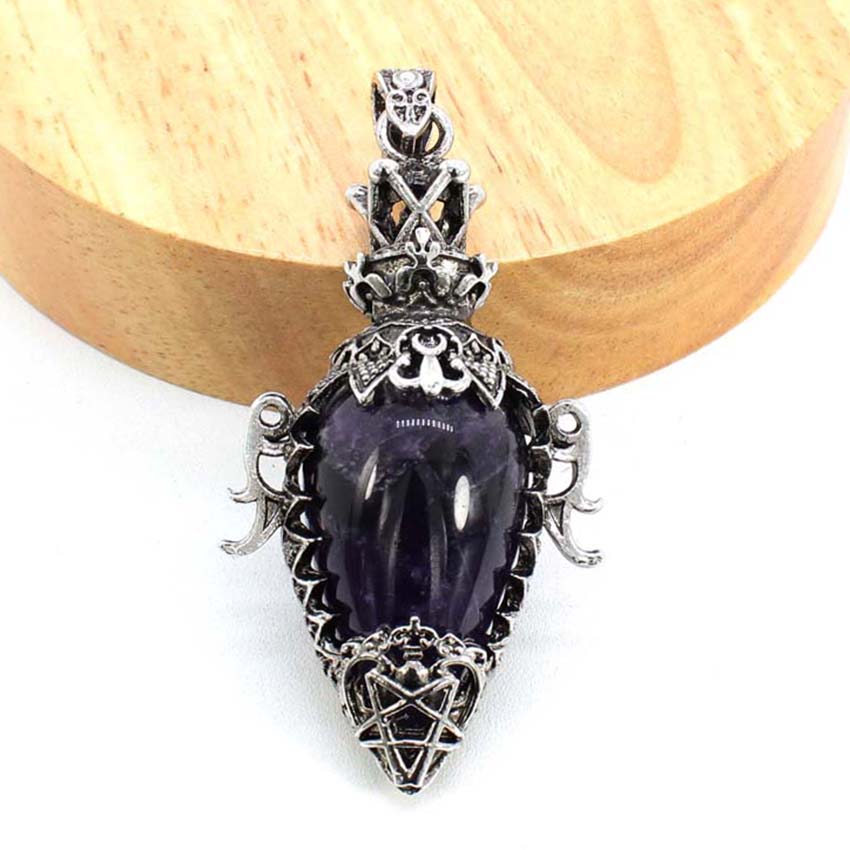 Water Drop Crystal Pendulum for Dowsing, Natural Amethyst, Rose Quartz, Onyx Antique Pendulums for Spiritual Divination