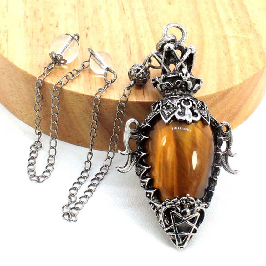 Water Drop Crystal Pendulum for Dowsing, Natural Amethyst, Rose Quartz, Onyx Antique Pendulums for Spiritual Divination
