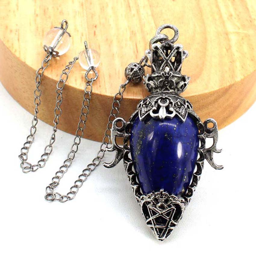 Water Drop Crystal Pendulum for Dowsing, Natural Amethyst, Rose Quartz, Onyx Antique Pendulums for Spiritual Divination